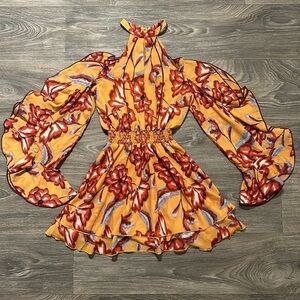 House of Harlow 1960 x REVOLVE XS Harmony Dress Reims Floral Boho Yellow Red